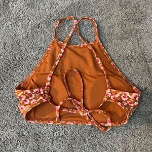 Aerie swim suit top open tied back, cute flowers, and cute colors